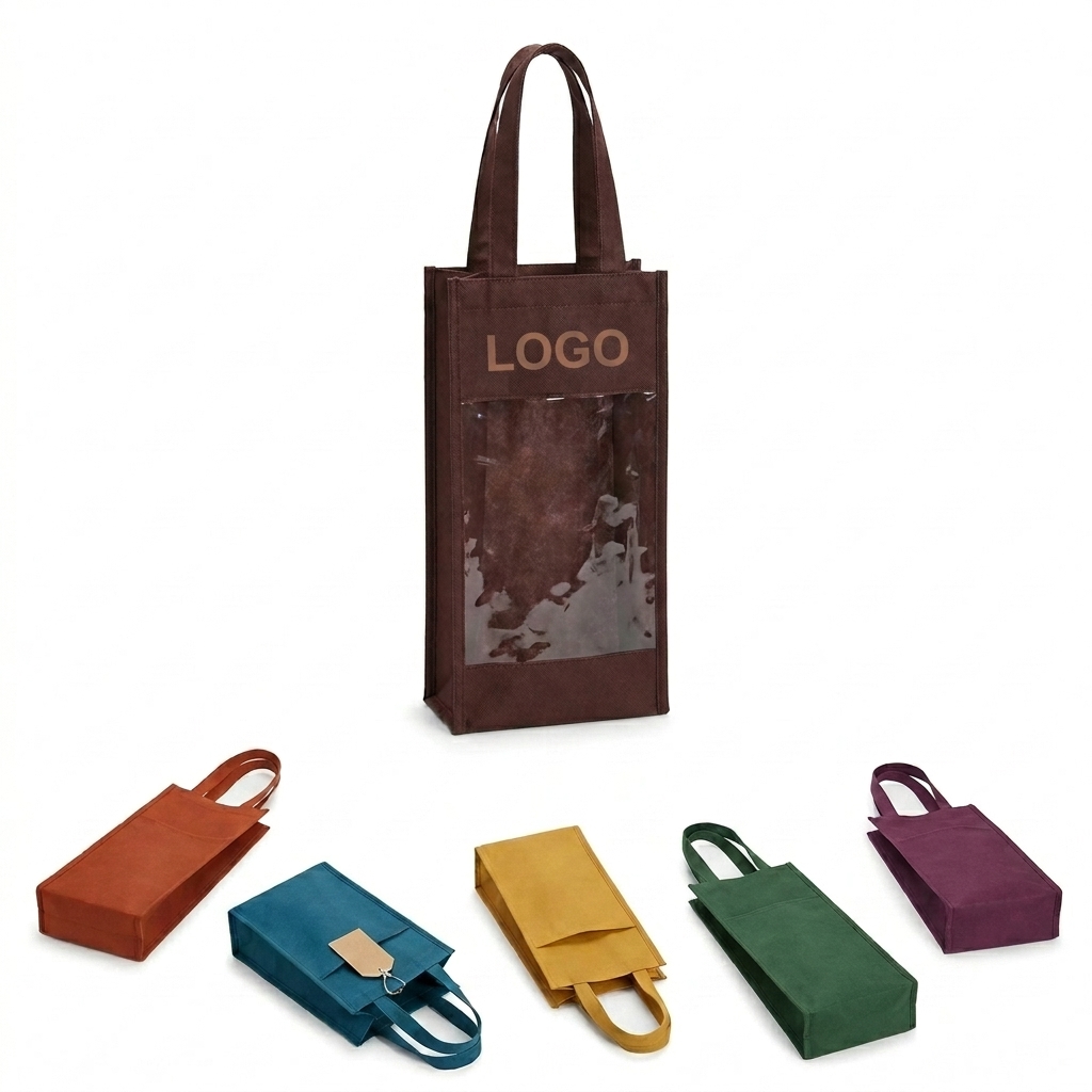 Executive Non-Woven Wine Gift Bag with Viewing Window