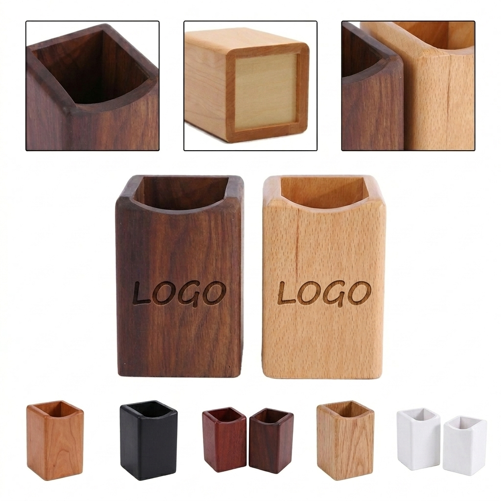 Rectangular Wooden Desktop Organizer with Multi-Compartment Design