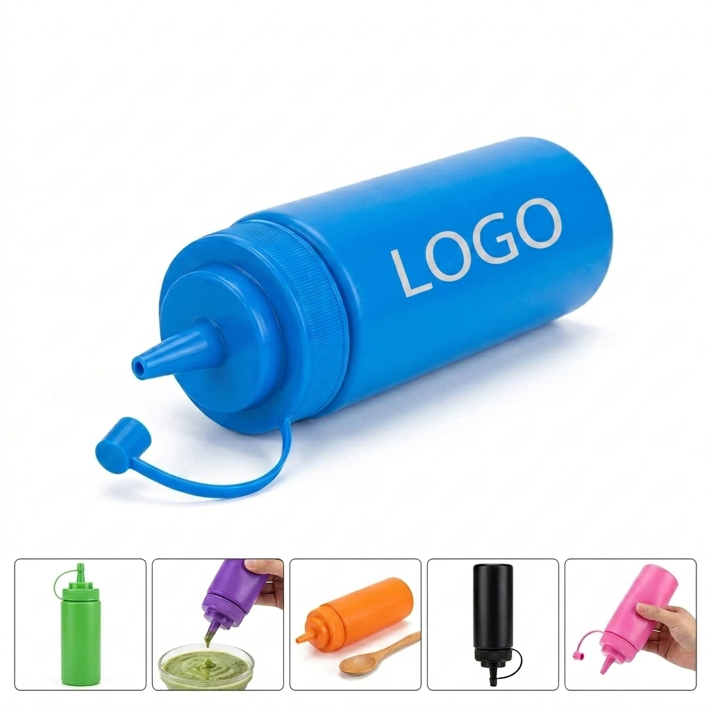Food-Safe Reusable 24oz Squeeze Bottles for Kitchen with Tight-Fitting Nozzle Lids