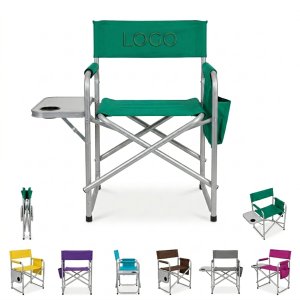 All-Weather Outdoor Director's Chair with Armrest Storage and Side Pocket