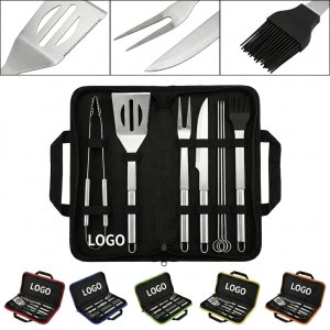 Complete 9-Piece Barbecue Tool Kit in Durable Nylon Travel Bag