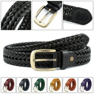 Leather Braided Belt with Metal Buckle - Multi-Color Bohemian Style